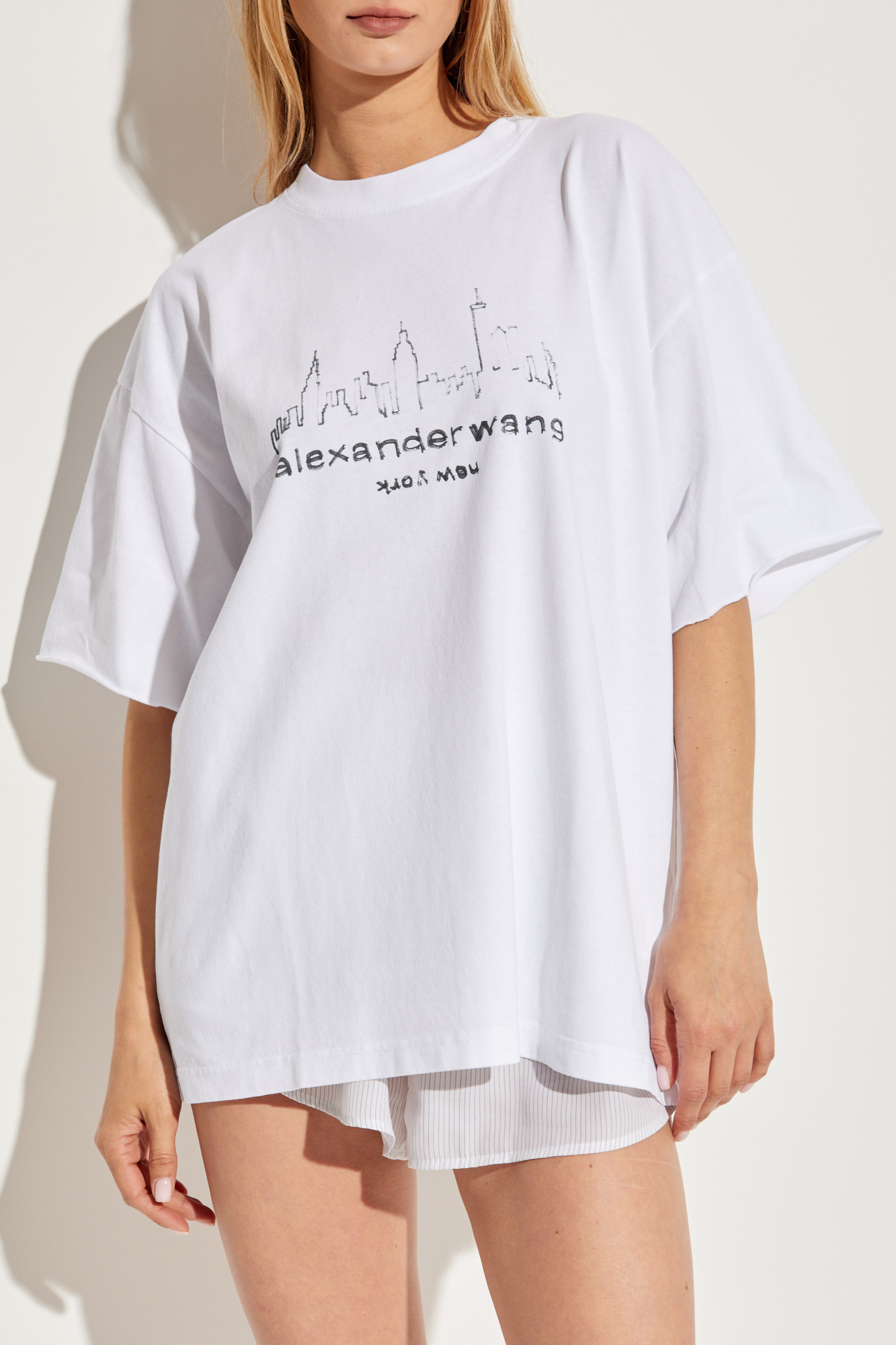 Tシャツ・カットソー ALESSANDRA RICH Woman T-Shirt White FABX4045 0001 Alessandra Rich Embellished cotton-jersey T-shirt Alessandra